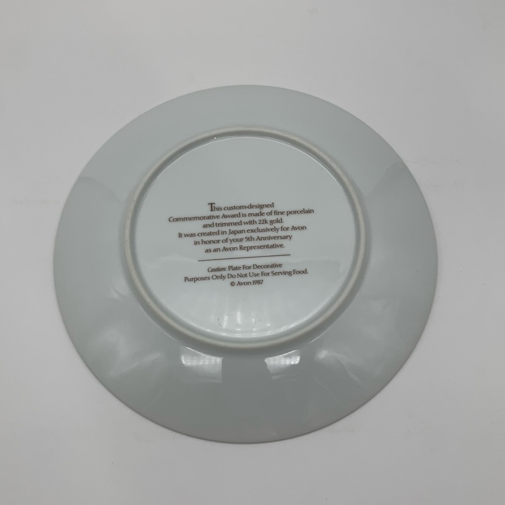 Avon 5th Anniversary 1987 Fine Porcelain Plate The Great Oak 22k gold Trim Japan - Picture 6 of 11